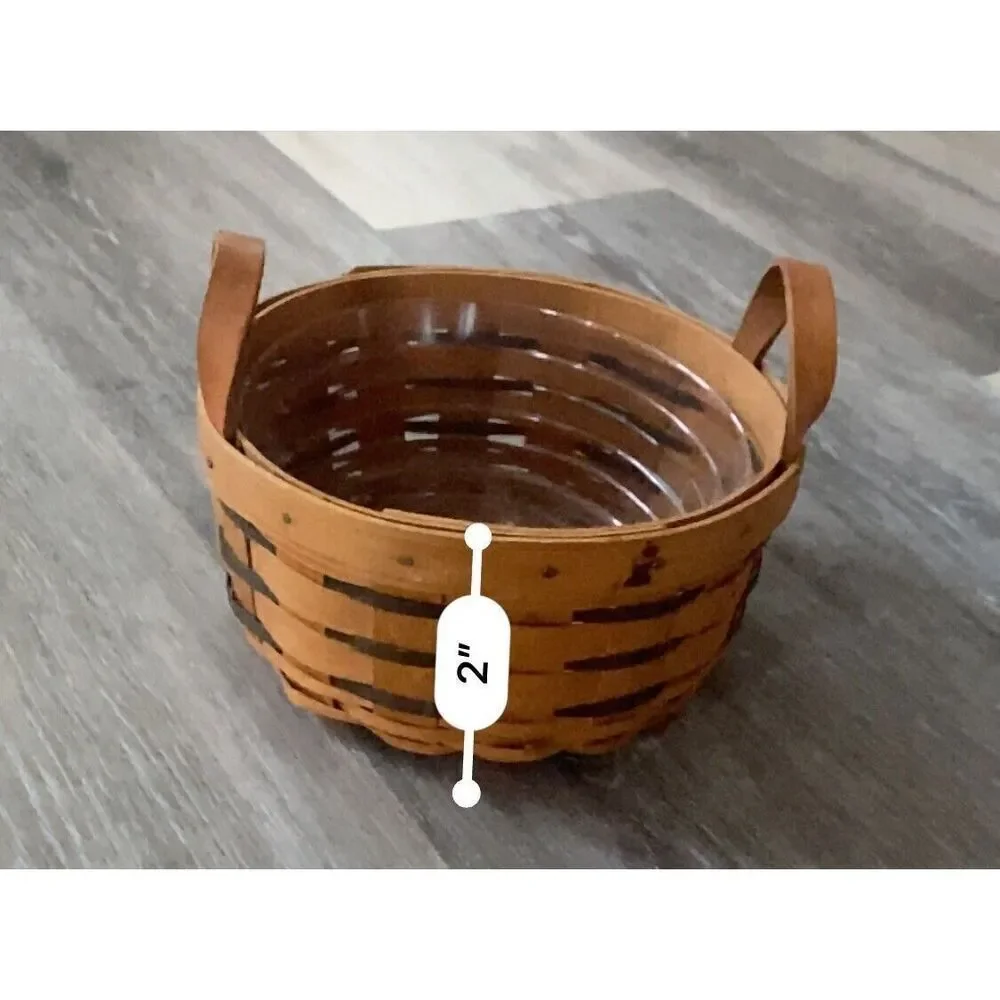 Longaberger 2000 Casserole Round Basket All-American Collection Leather Handles